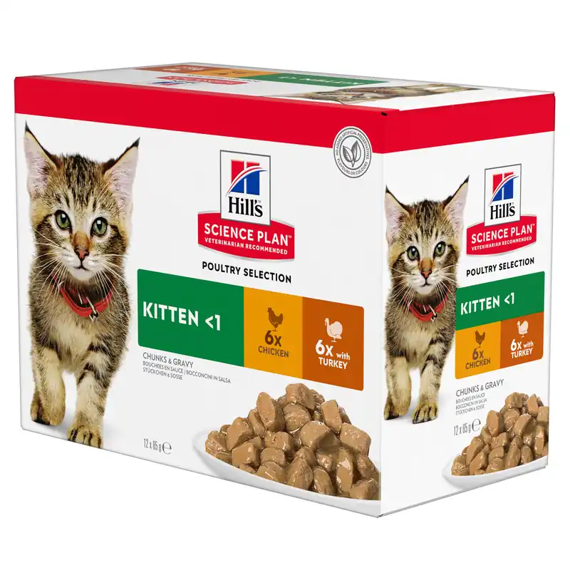 Hill‘s Science Plan - Multipack Kitten en Sauce Poulet et Dinde pour Chatons - 12x85g | Prix avantageux