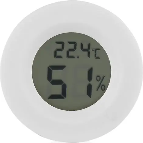 Commandez maintenant - Moniteur de température et d‘humidité des reptiles LCD rond en plastique blanc thermomètre numérique hygromètre pour petit aquarium lézard araignée tortue terrarium réservoir.