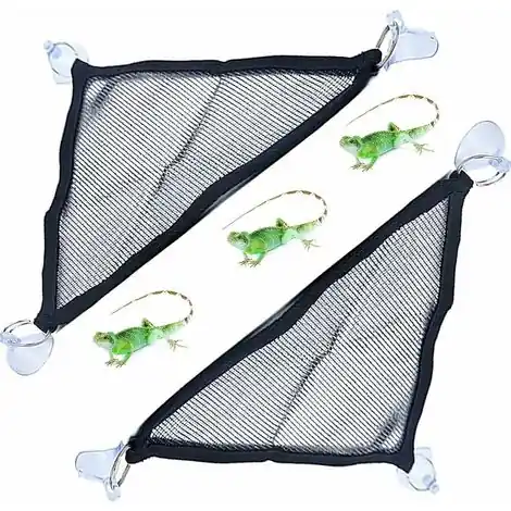 2 Pièces Hamacs Reptiles en Maille,Hamac lézard ,avec Portable Mesh Respirant et Trois Ventouse Puissante pour Serpent, Caméléon, Gecko et Lézard(Noir) - Prix imbattable