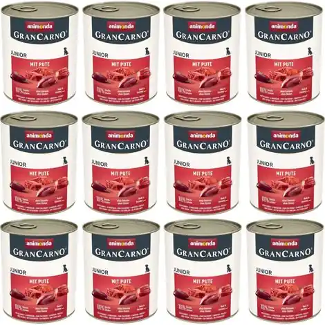 Aliment humide pour chien Animonda Grancarno Junior à la dinde, boîte de 12 x 800 g - Achat sécurisé