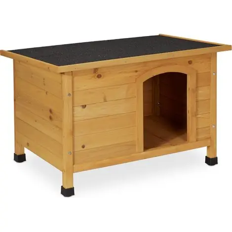 Relaxdays – Niche pour chien en bois résistant aux intempéries – Toit en carton bitumé – Dimensions HxLxP 58x86x58 cm – Pieds surélevés pour protection | Promotion