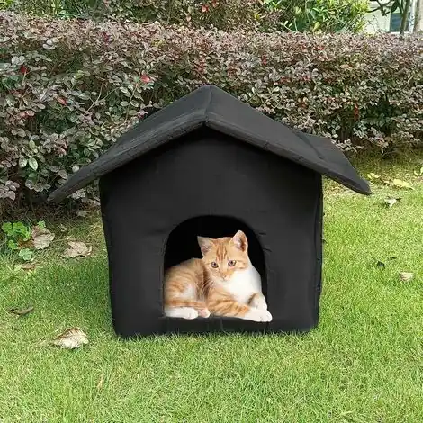 Plébiscité par les clients - Maison d‘extérieur pour chats imperméable – Tente pliable en tissu Oxford – Coussin amovible – Pour chats d‘extérieur et d‘intérieur
