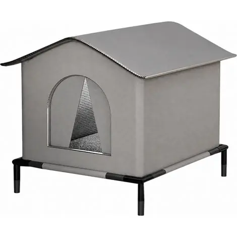Super prix | Maison pour Chat Hiver 42x42x42cm,Maison chaude d‘extérieur pour chat, tissu Oxford coupe-vent, grand espace, imperméabilisation, lit d‘abri sauvage isolé, Gris