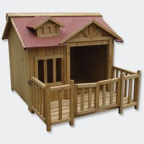 Quantité limitée - Helloshop26 – Niche à chien XL en bois massif – Terrasse spacieuse – Protection contre le froid et l‘humidité – Dimensions 935x990x780mm
