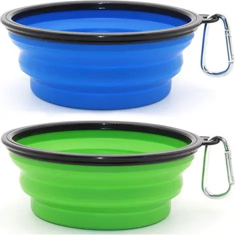 Profitez-en | 2 Pièces de Bol pour Chien Portable Pliable Bol pour Chien,Gamelles de Voyage pour Chien et Chat Bols (1000ml, Bleu et Vert)-Ensoleillé