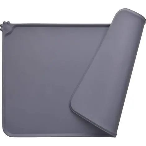 Tapis Gamelle Chien, Tapis d’Alimentation pour Chat en Silicone aux Normes FDA, Imperméable et Antidérapant, Gris, 47 X 30 cm - Soldes