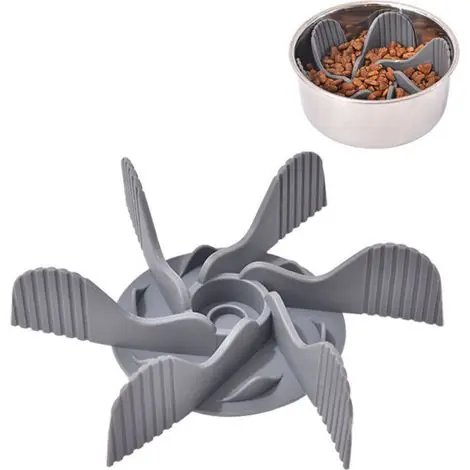 Expédition rapide - Gamelle Anti Glouton - Insert Pour Gamelle Chien - Alimentation Lente Silicone Alimentaire - 200 x 178 mm - 19 Ventouses - Gris - 1 Pièce