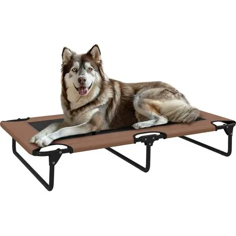Prix doux - Panier pliable pour chien en tissu mesh, utilisable en intérieur et en extérieur, 107 x 61 x 20 cm, marron