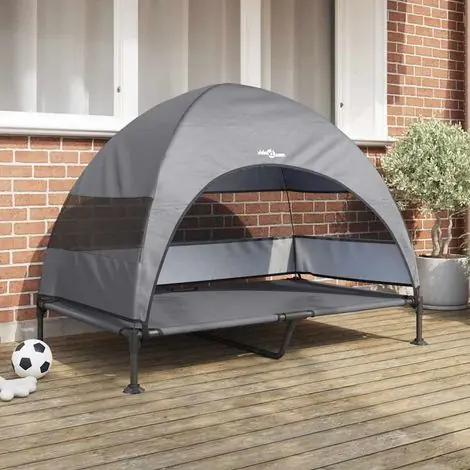 Lit surélevé pour chien pliable en acier et tissu gris clair 127 x 81 x 108 cm - PANGIVO | Soldes