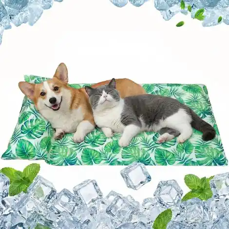 Tapis Rafraîchissant pour Chiens Chats, Tapis de Glace avec Gel Auto-refroidissant Non Toxique, Durable Pet Cooling Réfrigérant Mats avec Oreiller pour Animaux en été- 50 80CM | Prix en baisse