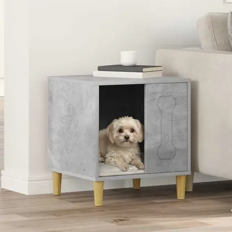 vidaXL Maison pour Chiens Béton 44 x 42 x 49 cm Bois d‘ingénierie | Promotion