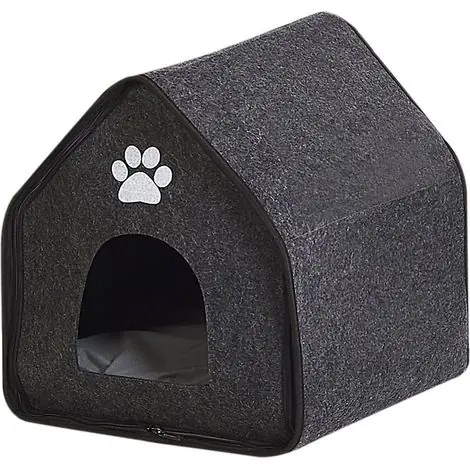 Aujourd'hui seulement - Lit pour Petit Chien ou Chat en Forme de Niche en Feutre Gris Foncé Cachette Parfaite pour votre Animal Coussin Confortable Inclus Beliani
