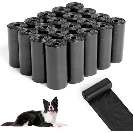 Se termine bientôt - 225 Pièces Sacs à Crottes pour Chiens, Noir Sac Crottes Chien Portable, 22 30cm, Épais et Résistants, Grande Capacité, pour Promenades et Voyages (15 Rouleaux, 15 par Rouleau)