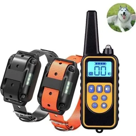 Collier de Dressage pour Deux Chiens Rechargeable et IP67 Étanche avec Distance de 800m avec 99 Niveaux de Mode Vibration, Choc Electrique, Sonore. - Prix choc