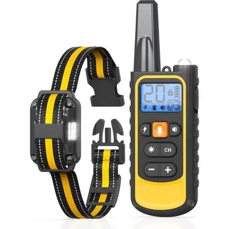 Collier de Dressage pour Chiens Rechargeable,Portée de 3000m,avec Mode Vibration,Son,Choc Statique et Lumière,IPX67 Résistant à L’Eau,Adapté Aux Chiens de Petites et Moyennes Tailles - Meilleur prix