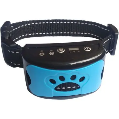 Collier de contrôle automatique des aboiements pour chien rechargeable, collier de dressage avec bruit/vibration antichoc, 7 niveaux de sensibilité pour chiens de taille moyenne - Bleu | Préféré des clients