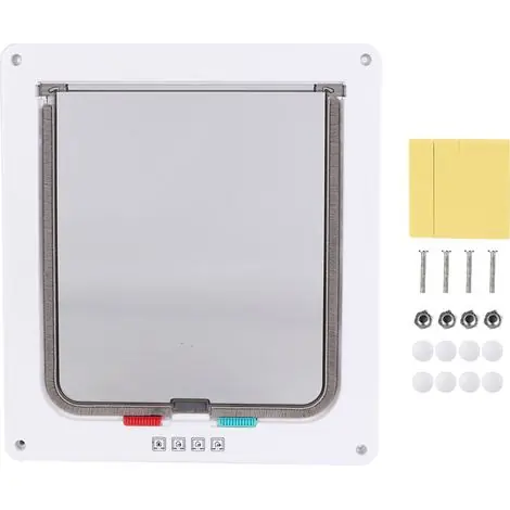 Tendance - Passage pour chat en ABS acrylique avec fenêtre transparente et système de verrouillage étanche, à installer sur porte ou fenêtre (blanc)