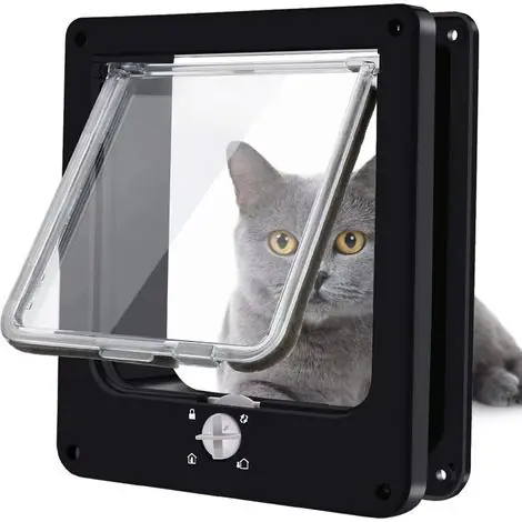 Incontournable - ALLIANDISChatière, chatière à verrouillage magnétique rotatif à 4 voies pour chats, chatons et petits chats, version améliorée M noire, 19 5,5 22)