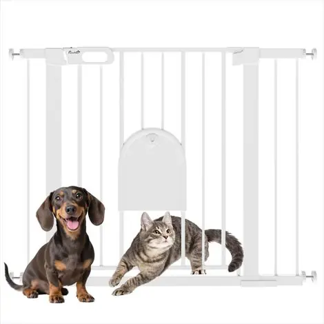 Chatière Barrière de sécurité animale en acier blanc avec porte à - Offre spéciale