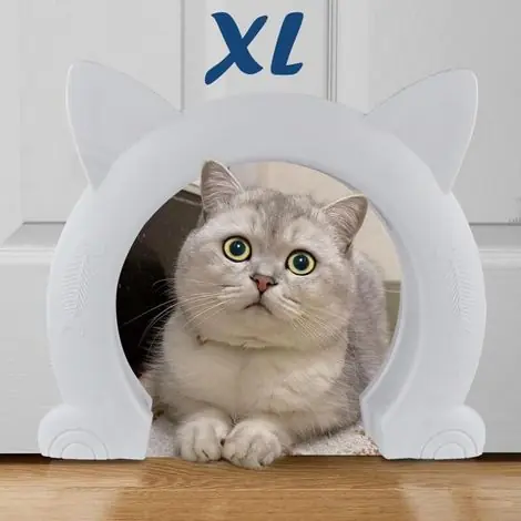 Chatière Intérieure - 19 x 23 cm - Pour Chats Et Chatons - Compatible Portes Pleines Et Creuses - Blanche - 1 Pièce | Prix malin