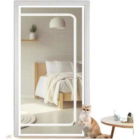 Profitez-en - Porte moustiquaire pour Chat, Porte moustiquaire Anti-Rayures pour Chat avec Fermeture éclair Empêche Les Chiots Chats de Sortir 85x195cm