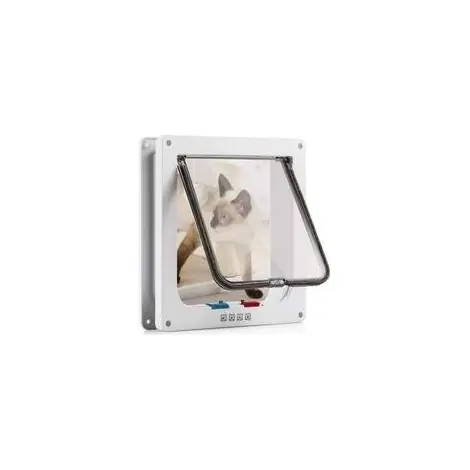 Meilleure vente | Chatière pour Chat avec magnétique à 4 voies, porte pour animaux de compagnie pour chats et petits chiens, porte pour chat avec tunnel Blanc 19 x 19 x 5.5 cm