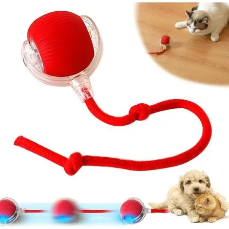 Petit prix | Balle Interactive à Rouler pour Chien, Activée par Le Mouvement, Rouler pour Chat Et Chien, Balle Virale Intelligente pour Grands Et Petits Chiens (Rouge)