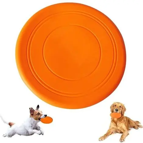 Durable Orange Silicone Dog Frisbee - 18cm Outdoor Interactive Toy - Nouveau chez nous