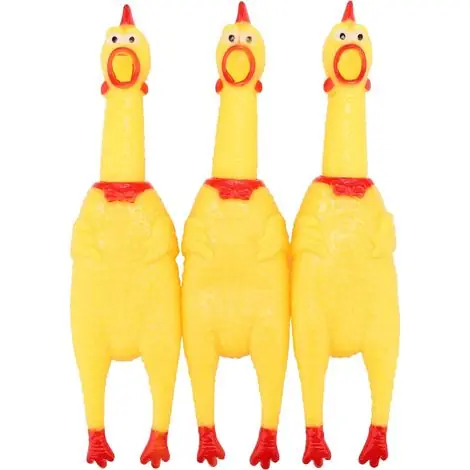 Poulet qui crie, jouet poulet en caoutchouc jaune, poulet en caoutchouc neuf et résistant pour enfants et chiens, lot de 3 poulets en caoutchouc - Soldes