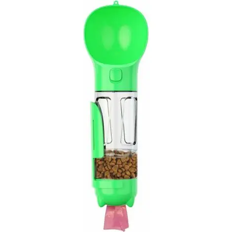 Bouteille d‘eau pour animaux de compagnie, tasse à eau étanche pour chien, 300 ml, distributeur 4-en-1, avec pelle à ordures, contenant de nourriture, boîte de sac poubelle | Prix doux