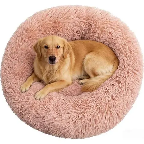 Panier rond moelleux lavable en machine, chaud pour l‘automne et l‘hiver, convient aux chats et aux chiens. Noir dégradé. | Prix choc