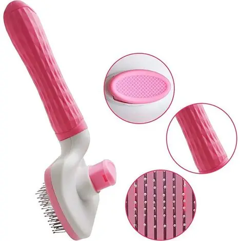 Brosse pour nettoyer les poils de chien et de chat, avec bouton antidérapant, augmente la circulation sanguine pour les animaux de compagnie, rose - Best-seller