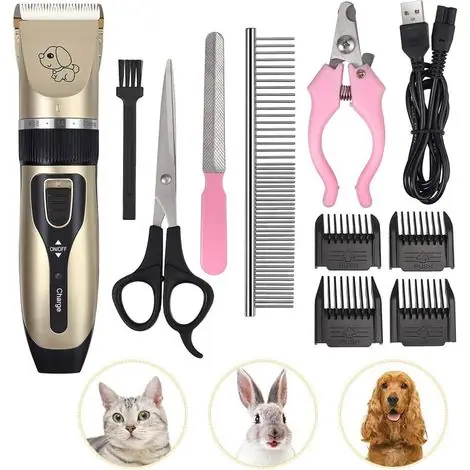 Tondeuse de Chien Chat avec Poil Long Epais Professionnel Silencieux Tondeuse Rechargeable Electrique sans Fil avec Ciseaux et Peigne | Bon plan