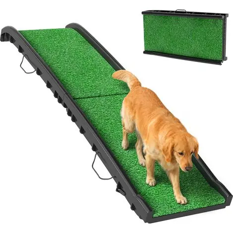 Prix cassé - Mobliva Rampe pliable pour chien, marches antidérapantes, aide à l‘accès au coffre de voiture, pour animaux jusqu‘à 90 kg, 155 x 38,5 x 15,5 cm, noire