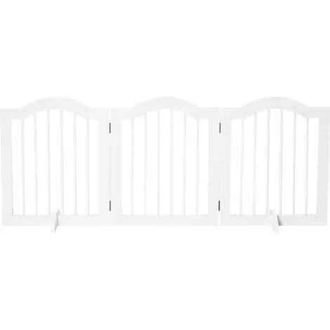 Offre flash - Barrière de sécurité pliable pour petits chiens, barrière à 3 panneaux pour usage domestique, 154,5 x 29,5 x 61 cm, blanche