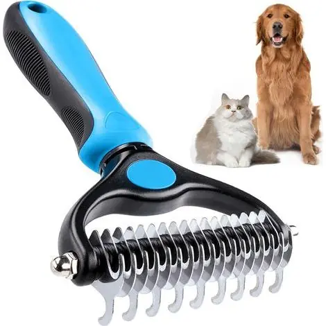 Très populaire | Brosse pour chien, réduit la perte de poils, outil de démêlage double face, râteau à sous poil pour chien, brosses pour chat, brosses pour chiens