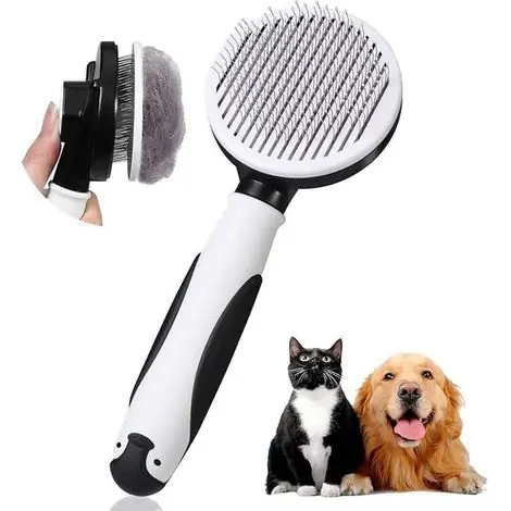 Déstockage - Brosse pour Chiens Petite ,Chats. chaton, Autonettoyante Enlèvement des Poils en Un Clic Morts et Sous Poils