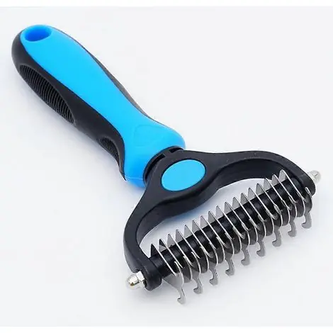 Très populaire - Brosse pour chiens et chats pour démêler et éliminer les nœuds - Râteau double face pour sous-poil, peigne démêlant, outil sûr pour démêler les poils emmêlés-AquaForge
