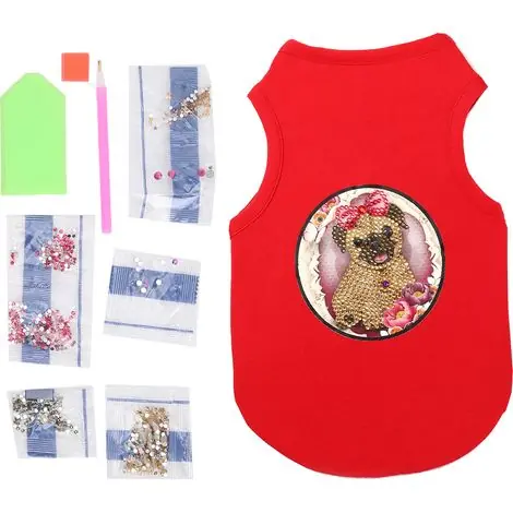 Offre exclusive - Chemise/gilet d‘été rouge L à motif diamant pour petits chiens et chats