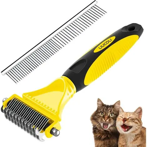 1 Brosse Chien, Peigne Anti Poils, Râteau De Toilettage Double Face, Pour Poils Longs Et Courts, Animaux Domestiques | Nouveauté