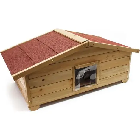 Super offre - Wiltec Niche de chat Taille L – 990 x 520 x 420 mm – avec Porte, Toit bitumé, Isolation 3 couches – Maison pour chats chatons Outdoor Maisonnette extérieure
