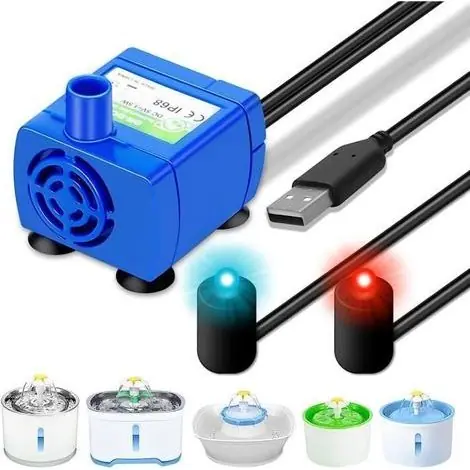 Commandez maintenant - Pompe de Fontaine à Chat, Pompe de Remplacement DR-DC160 avec Lumière LED pour Fontaine à Eau Chat (Pas d‘adaptateur)