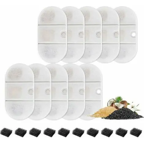 Premium - 10 filtres de rechange compatibles avec fontaines à eau pour chats et chiens PETLIBRO