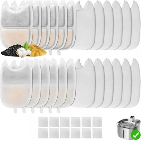 En stock | Lot de 12 Filtres pour Fontaine Eau Chat pour 4L Fontaine a Eau Chat sans Fil, Feriva Filtre de Fontaine à Boire pour Chat, Filtration Multiple Filtre de Fontaine pour Animaux de Compagnie