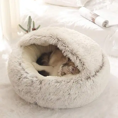 Panier pour Chat Moelleux Anti Stress Extra Doux Lit Apaisant pour Chien Canapé XL Confortable Lavable Maison, Coussin,Antidérapant (40cm,Marron) - Petit prix