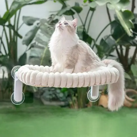 Hamac pour chat fenêtre 52 x 30 cm – Pliable et lavable en machine – Supporte jusqu‘à 18 kg – Cadre en métal robuste | Livraison rapide