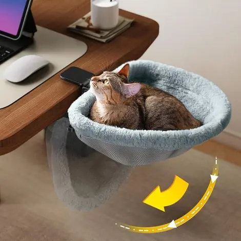 Lit Bureau Chat Pliable en 1 Clic - Fourrure Lapin Douce Semi-circulaire | Offre flash