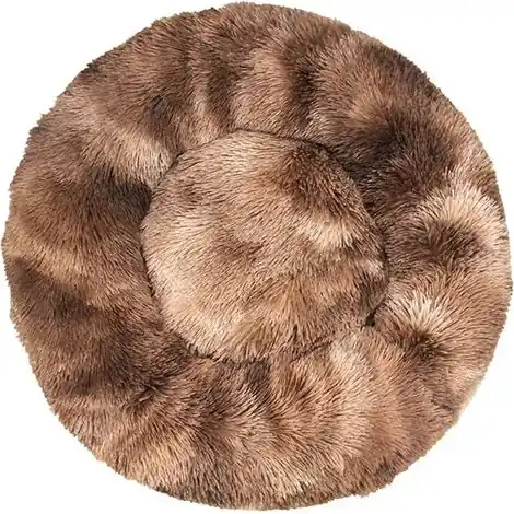 Très demandé | Panier pour chat, coussin moelleux, lavable pour chats et chiens (marron tie-dye, 70 cm)
