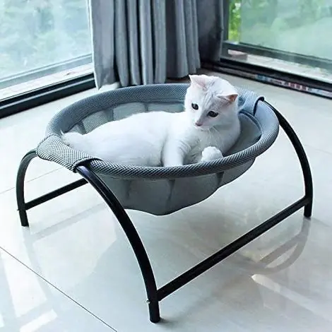 Panier Chat Confortable - Hamac Chat Lavable Coussin Chat Anti Stress Couchage Mobilier Fenetre Lits Pouf Paniers Radiateur Apaisant Animaux Lit pour Chats et Petit Chien Gris - Qualité professionnelle