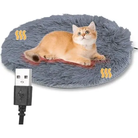 Chauffant pour Chat, Couverture électrique pour Animal de Compagnie en Peluche, Coussin Chauffant pour Chien de Charge USB pour Petits Chiens, Chats,40cm | Bon plan